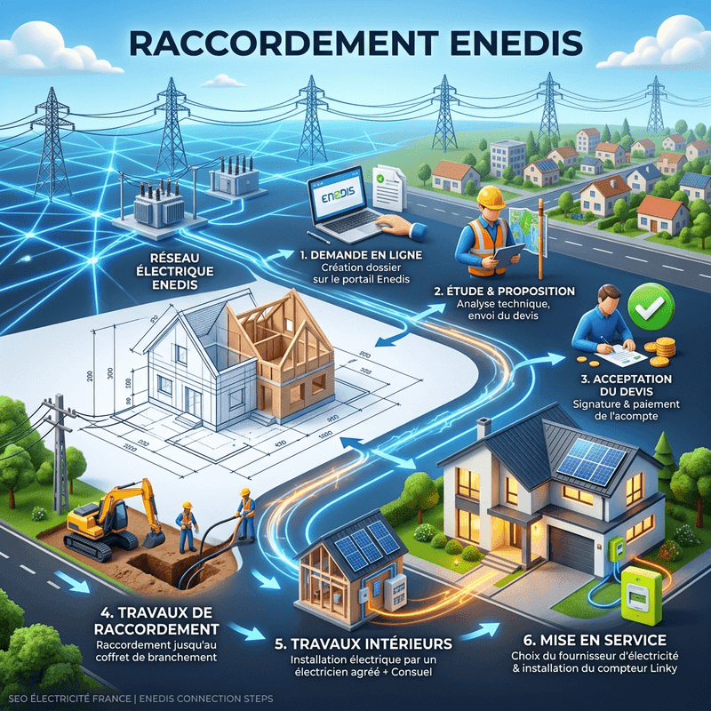 Raccordement Enedis Maison Neuve 2026 : Prix et Étapes